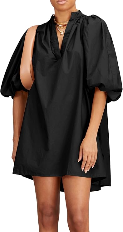 Amazon black cotton mini dress