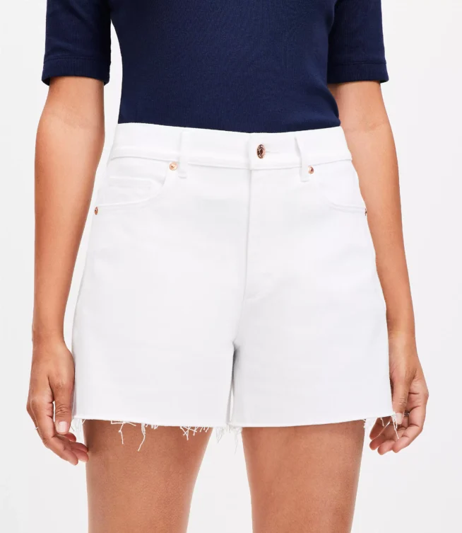 loft white denim shorts