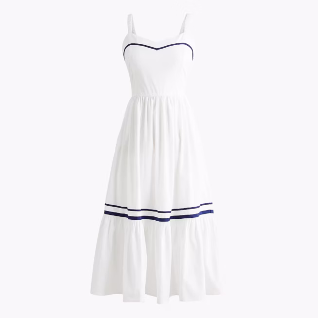 j crew factory white and navy blue cotton dress