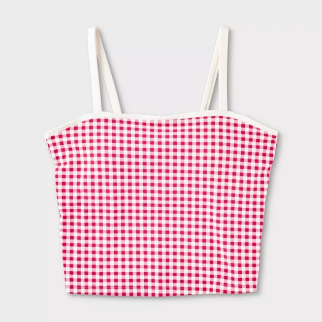 target pink gingham workout top