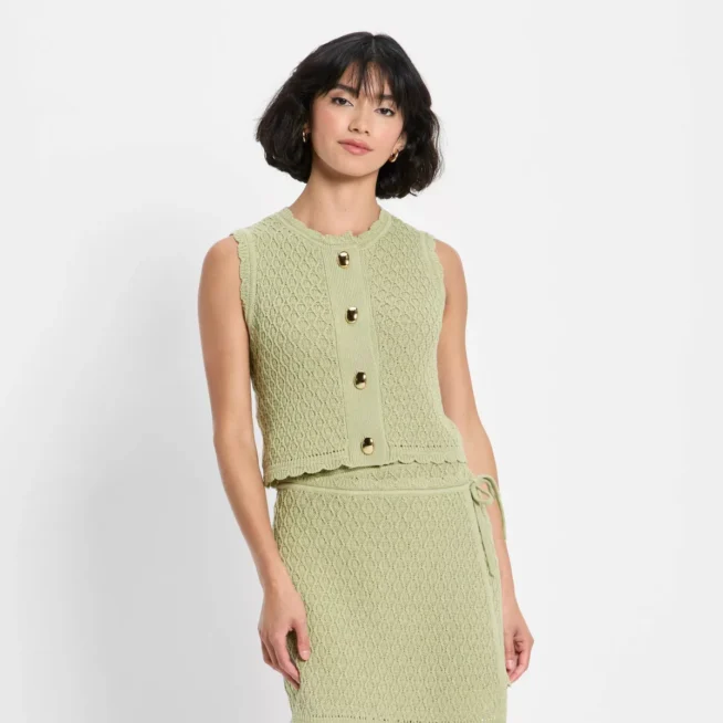target green crochet top