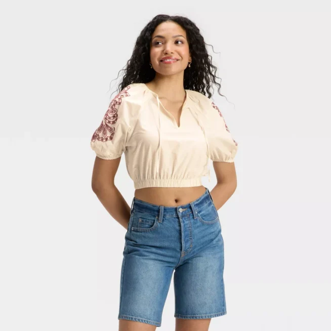 target tan and red crop top