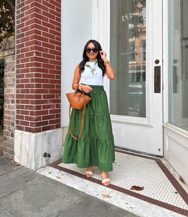 green maxi skirt