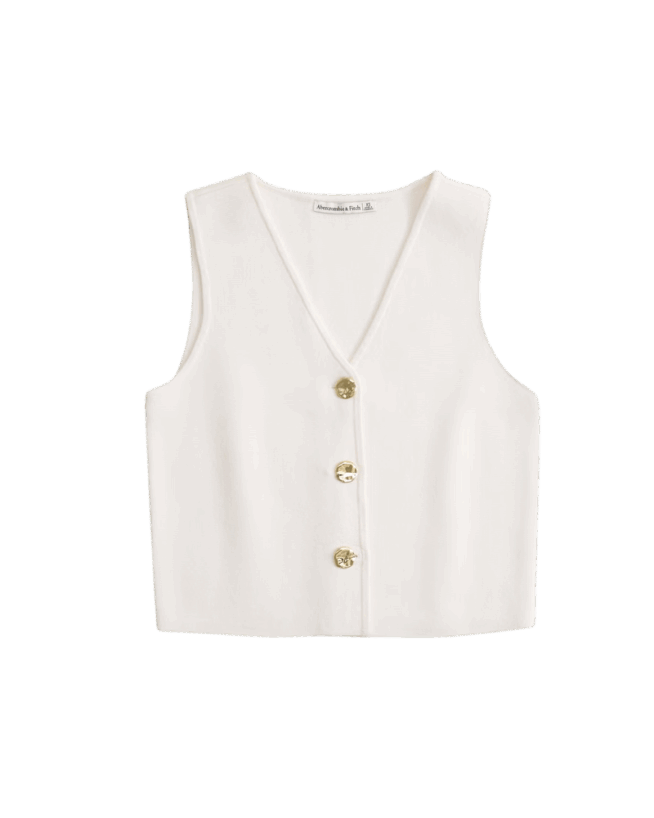 abercrombie white vest with gold buttons